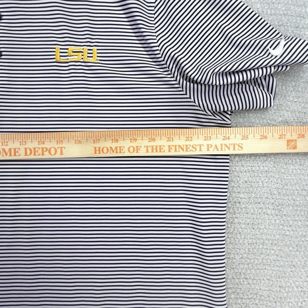 Nike Golf Dri-FIT LSU Tigers Striped Polo Shirt Men's XL Purple White NCAA - Picture 8 of 9